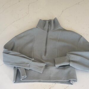 Varley Gray Ribbed Knit Top